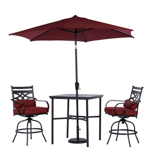 Hanover MCLRDN3PCBRSW2-SU-C Montclair3pc High Dining: 2 Swivel Chairs, 33" Sq High Tbl, Umb & Base