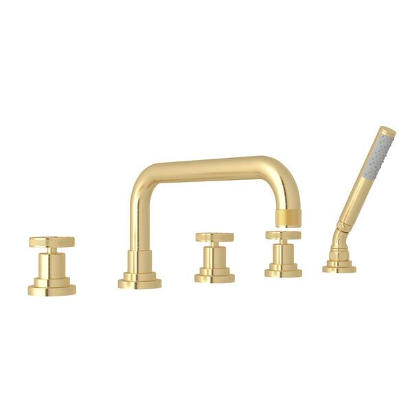 Campo™ 5-Hole Deck Mount Tub Filler Satin Unlacquered Brass