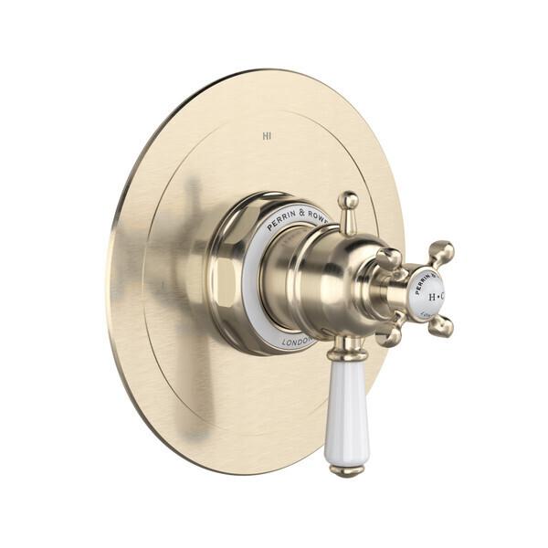 Edwardian™ 1/2" Therm & Pressure Balance Trim with 3 Functions (Shared) Satin Nickel