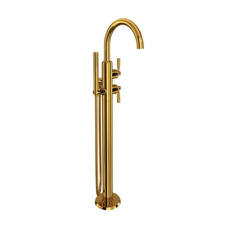 Holborn™ Single Hole Floor Mount Tub Filler Trim With C-Spout Unlacquered Brass