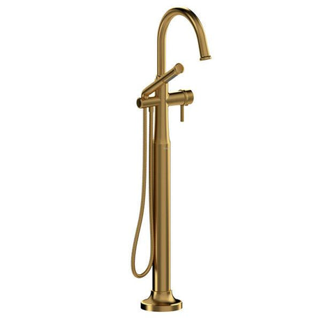 Momenti™ Single Hole Floor Mount Tub Filler Trim With C-Spout Brushed Gold