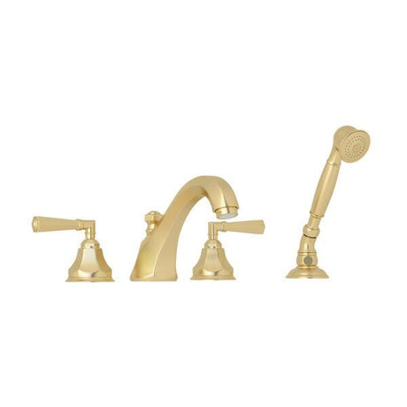 Palladian® 4-Hole Deck Mount Tub Filler Satin Unlacquered Brass