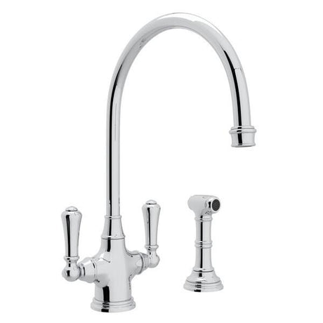 Georgian Era™ Two Handle Kitchen Faucet With Side Spray Polished Chrome