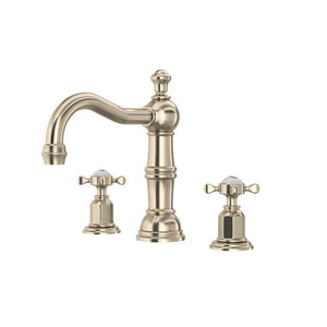 Perrin & Rowe U.3721X-STN-2 Edwardian™ Widespread Lavatory Faucet With Column Spout