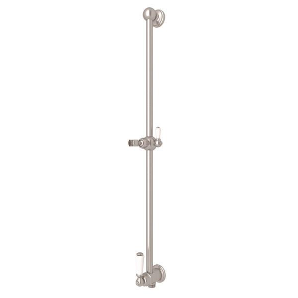 25" Slide Bar With Integrated Volume Control And Outlet Satin Nickel
