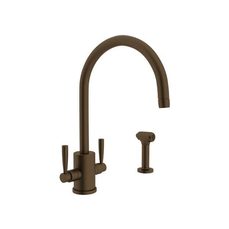 Holborn™ Two Handle Kitchen Faucet With C-Spout and Side Spray English Bronze