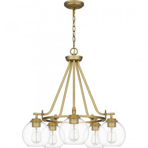 Quoizel Celadon Chandelier In Aged Brass