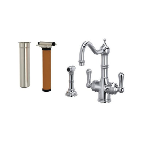 Edwardian™ Two Handle Filter Kitchen Faucet Kit With Side Spray Polished Chrome