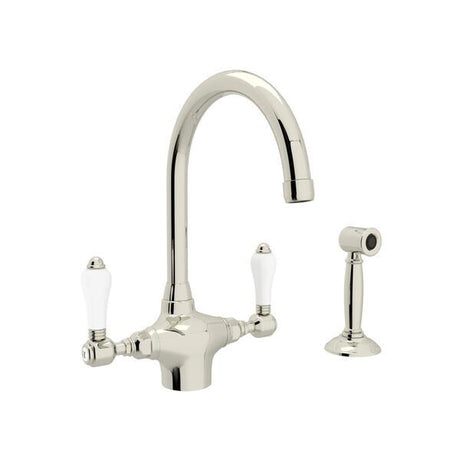 San Julio® Two Handle Kitchen Faucet With Side Spray Polished Nickel