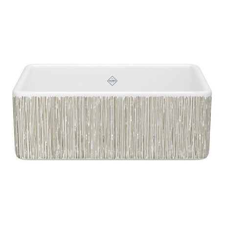 Shaker™ 30" Single Bowl Farmhouse Apron Front Fireclay Kitchen Sink With Lines Design Lines Gold