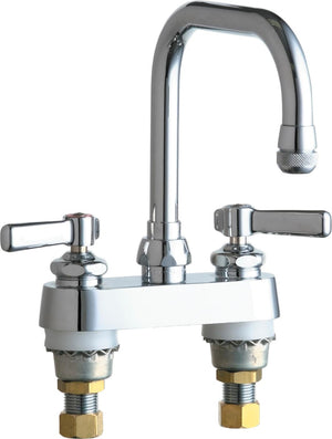 Chicago Faucet 526-ABCP 2-Handle Kitchen Faucet in Chrome with 6-1/4" Rigid/Swing Double-Bend Spout