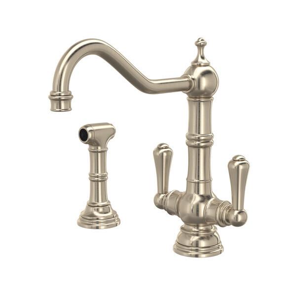 Edwardian™ Two Handle Kitchen Faucet With Side Spray Satin Nickel