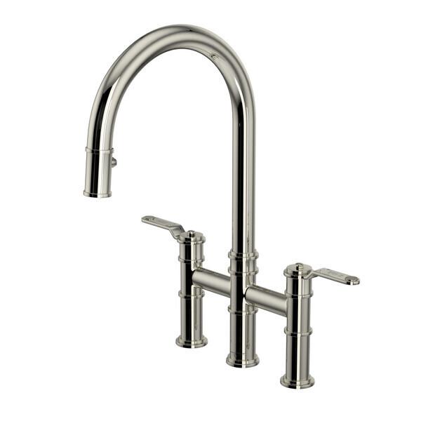 Armstrong™ Pull-Down Bridge Kitchen Faucet With C-Spout Polished Nickel