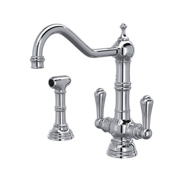 Edwardian™ Two Handle Kitchen Faucet With Side Spray Polished Chrome