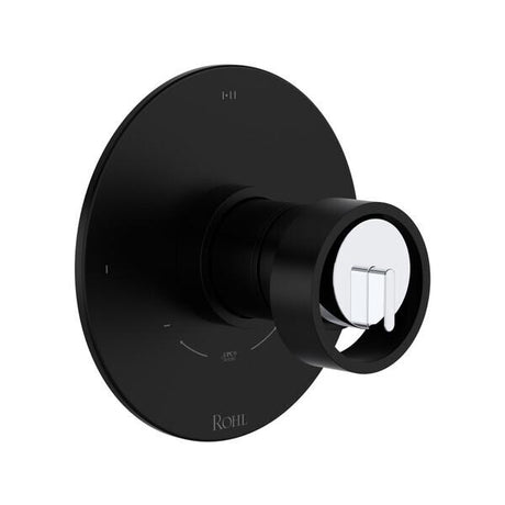 Eclissi™ 1/2" Therm & Pressure Balance Trim with 3 Functions (Shared) Matte Black/Polished Chrome