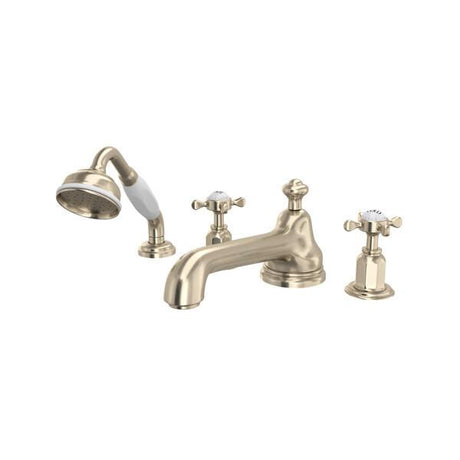 Edwardian™ 4-Hole Deck Mount Tub Filler With Low Spout Satin Nickel