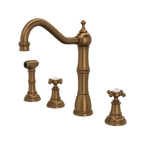 Perrin & Rowe U.4775X-EB-2 Edwardian™ Two Handle Kitchen Faucet With Side Spray