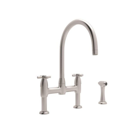 Holborn™ Bridge Kitchen Faucet With C-Spout and Side Spray Satin Nickel
