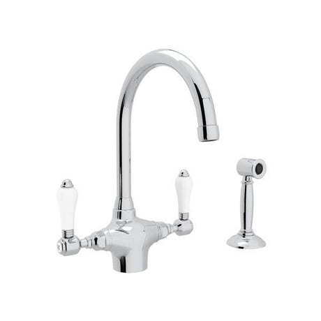 San Julio® Two Handle Kitchen Faucet With Side Spray Polished Chrome
