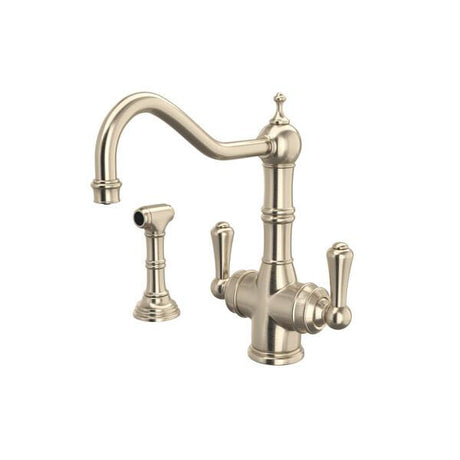 Edwardian™ Two Handle Filter Kitchen Faucet With Side Spray Satin Nickel
