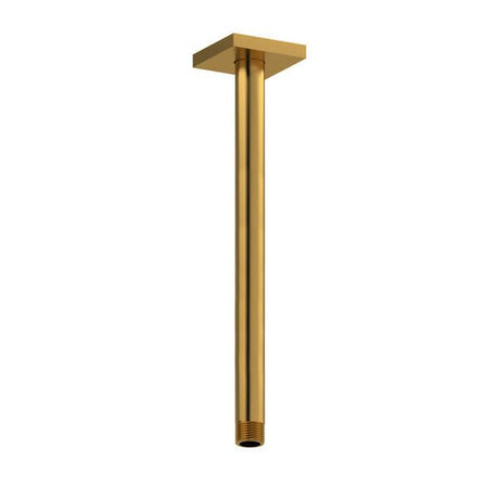 12" Ceiling Mount Shower Arm With Square Escutcheon Brushed Gold