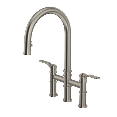 Armstrong™ Pull-Down Bridge Kitchen Faucet With C-Spout Satin Nickel