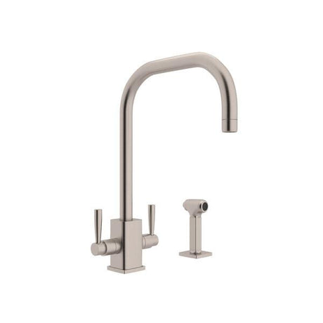 Holborn™ Two Handle Kitchen Faucet With U-Spout and Side Spray Satin Nickel