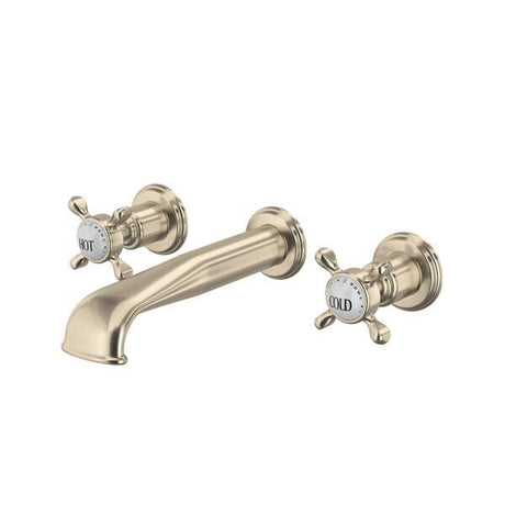 Edwardian™ Wall Mount Lavatory Faucet With U-Spout Satin Nickel
