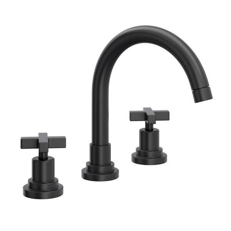 Lombardia® Widespread Lavatory Faucet With C-Spout Matte Black