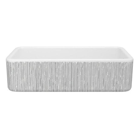 Lancaster™ 36" Single Bowl Farmhouse Apron Front Fireclay Kitchen Sink With Lines Design Lines Silver