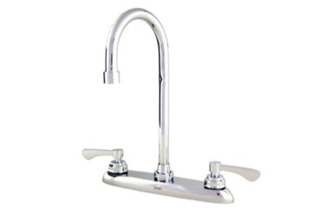Chrome Commercial Two Handle Kitchen Faucets W/ Gooseneck Spout & ME...
