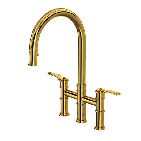 Armstrong™ Pull-Down Bridge Kitchen Faucet With C-Spout Unlacquered Brass