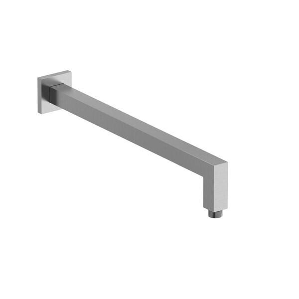 16" Reach Wall Mount Shower Arm With Square Escutcheon Brushed Chrome