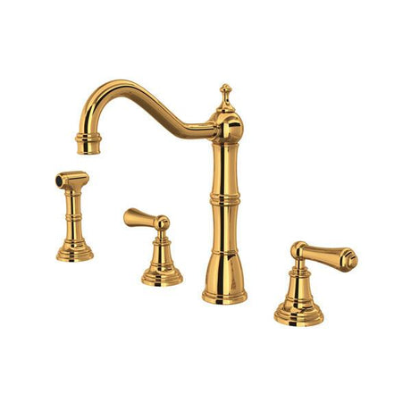 Edwardian™ Two Handle Kitchen Faucet With Side Spray English Gold