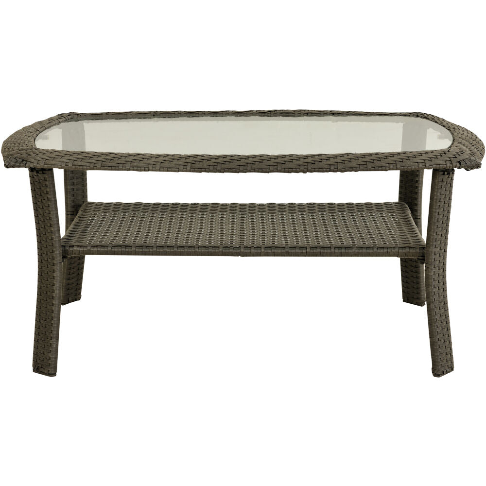 Hanover NEWPORT1PC-TBL Newport Woven Coffee Table with Glass Top