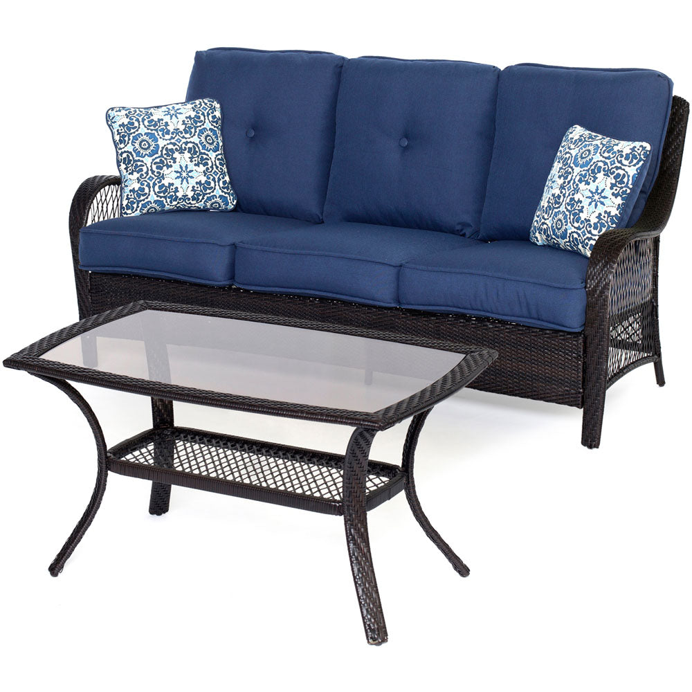 Hanover ORLEANS2PC-B-NVY Orleans2pc Seating Set: Sofa and Coffee Table
