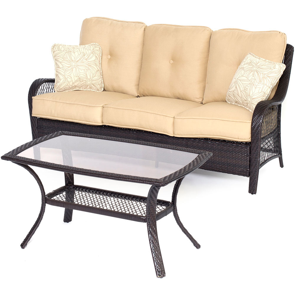 Hanover ORLEANS2PC-B-TAN Orleans2pc Seating Set: Sofa and Coffee Table
