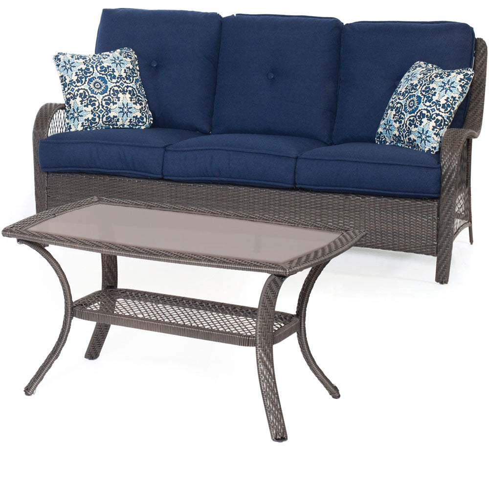 Hanover ORLEANS2PC-G-NVY Orleans2pc Seating Set: Sofa and Coffee Table