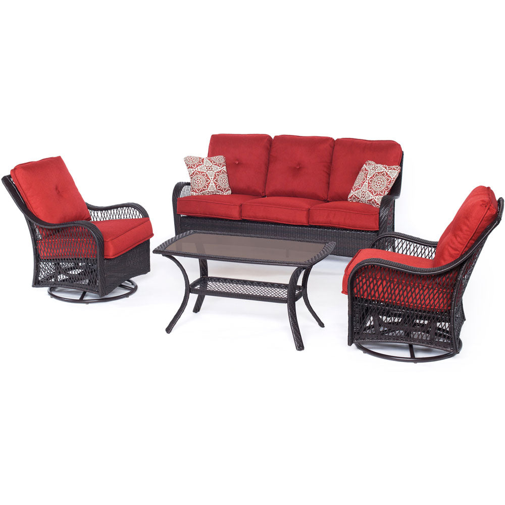 Hanover ORLEANS4PCSW-B-BRY Orleans4pc Seating Set: 2 Swivel Gliders, Sofa, Coffee Table