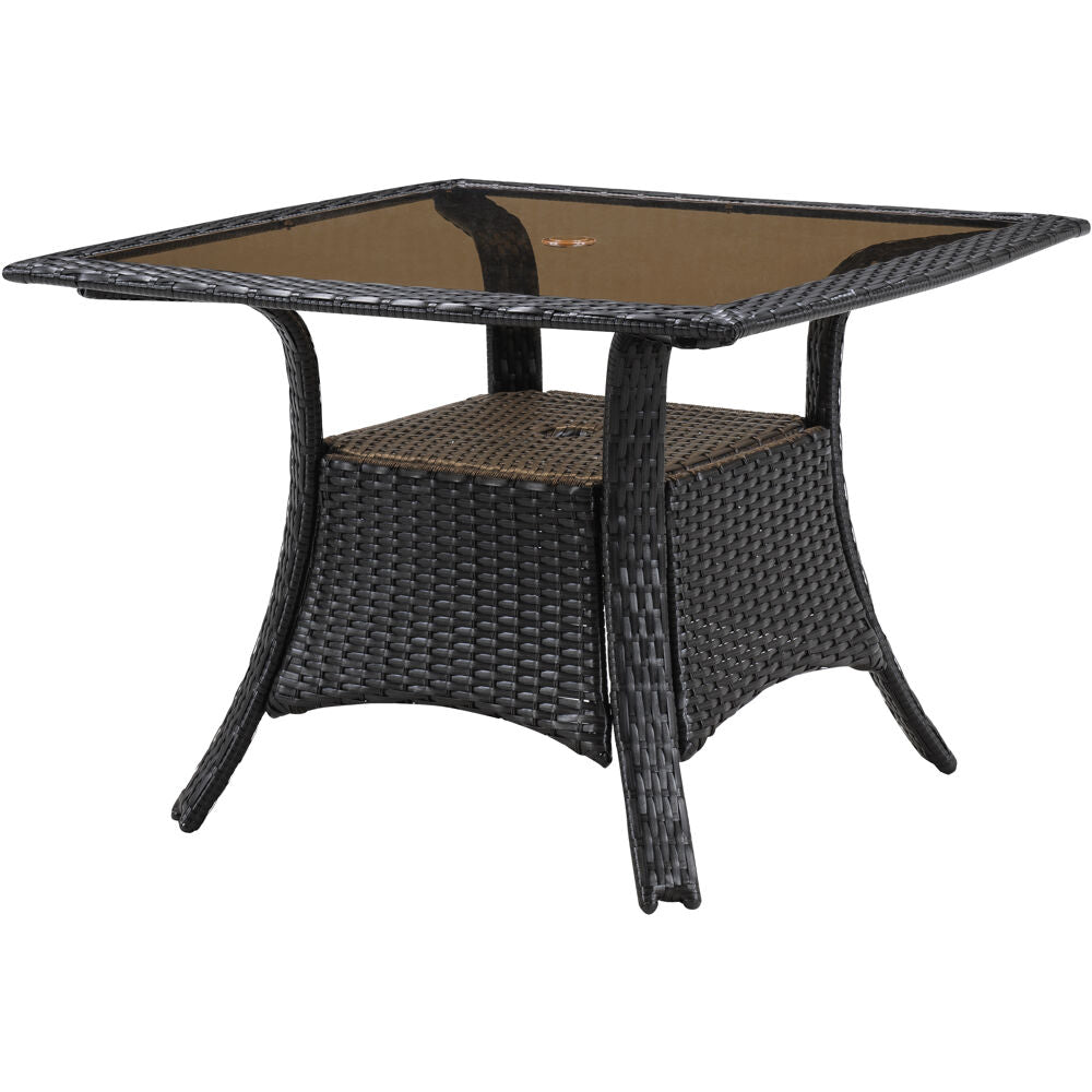 Hanover STRALDNTBL-SQ Square Glass Top Woven Dining Table