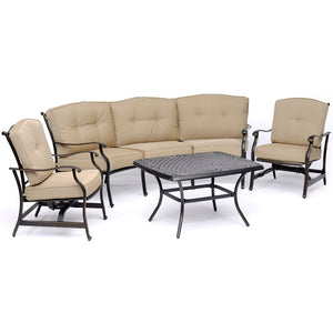 Hanover TRAD4PCCT-TAN Traditions4pc Set: Sofa, 2 Cush Rockers, Cast Top Coffee Table