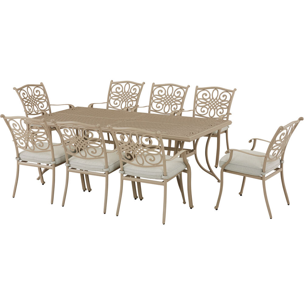 Hanover TRADDNS9PC-BE Traditions9pc: 8 Dining Chairs, 42"x84" Cast Table