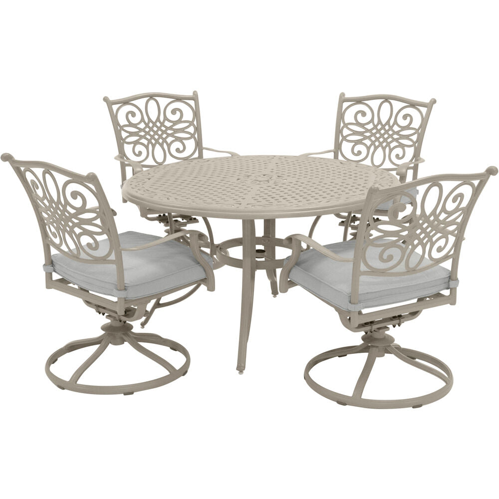 Hanover TRADDNSD5PCSW4-BE Traditions5pc: 4 Swivel Rockers, 48" Round Cast Table