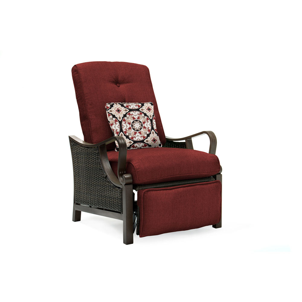 Hanover VENTURAREC-RED Ventura Luxury Recliner with Pillow Accessory, All-weather, Resin Weave